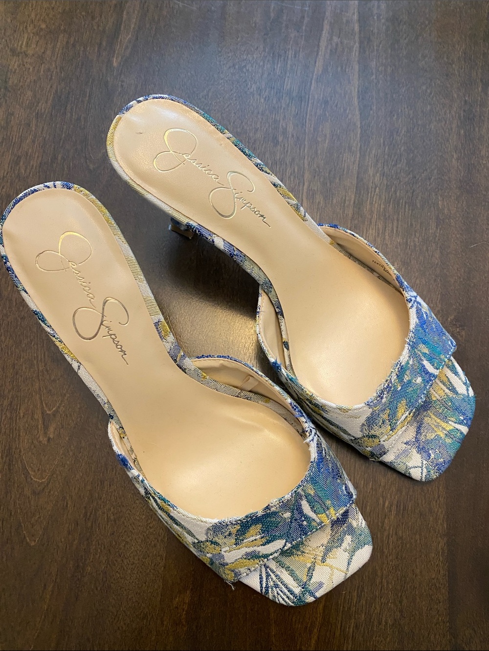 Jessica Simpson Blue Floral Slip-On Mules